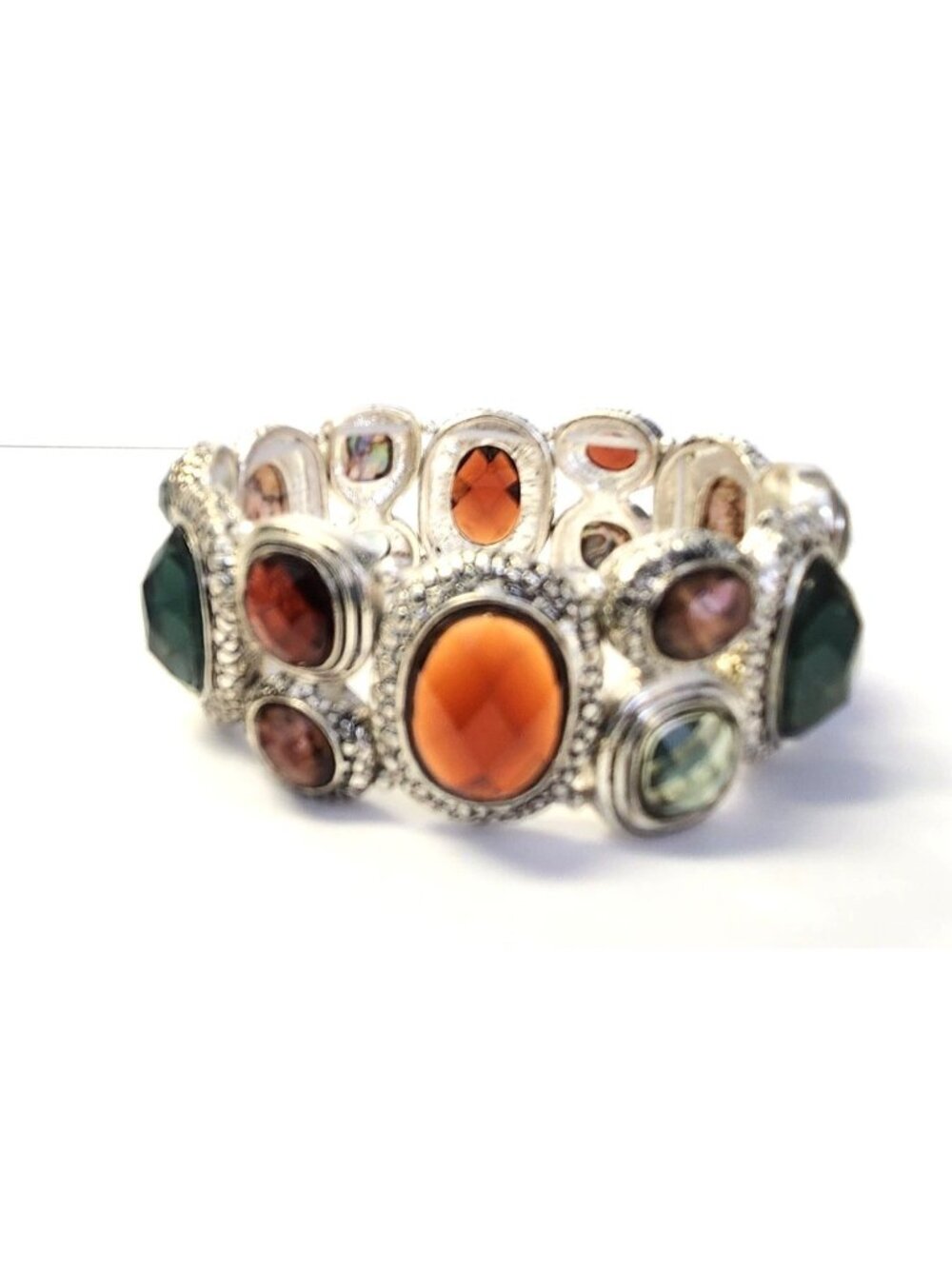 Multicolored Faceted Stone Stretch Bracelet